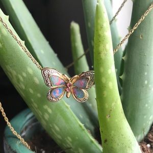 Gold opal butterfly pendant!!